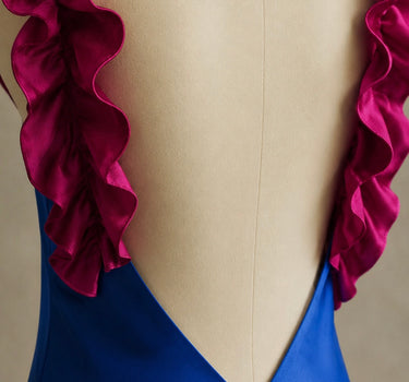 Ruffles Blue/ Magenta Dress