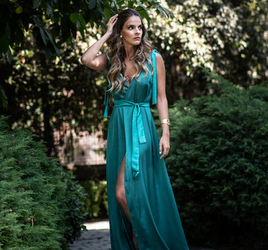 Vestido Aurora verde azulado