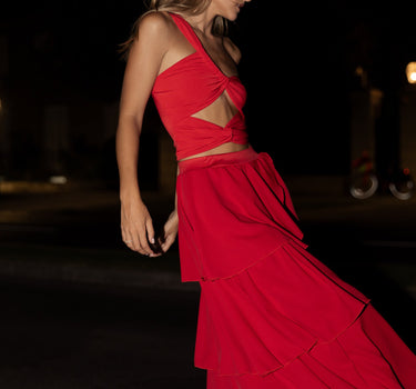 Falda roja margarita