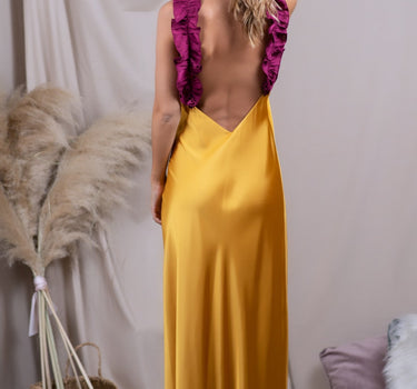 Ruffles Mustard/ Cherry Dress