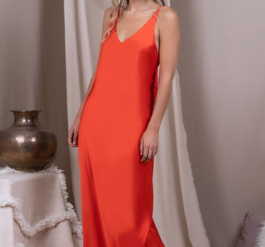 Vestido Diana naranja/rojo