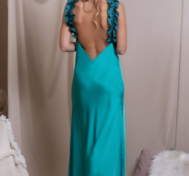 Vestido esmeralda con volantes