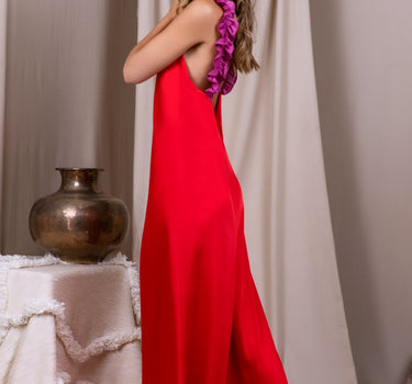 Ruffles Red/ Magenta Dress