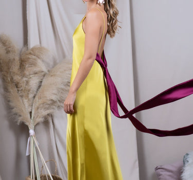Vestido Colomba Mostaza/Cereza